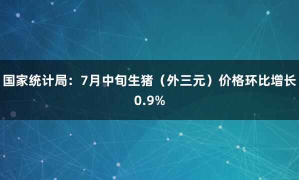 国家统计局:7月中旬生猪(外三元)价格环比增长0.9%