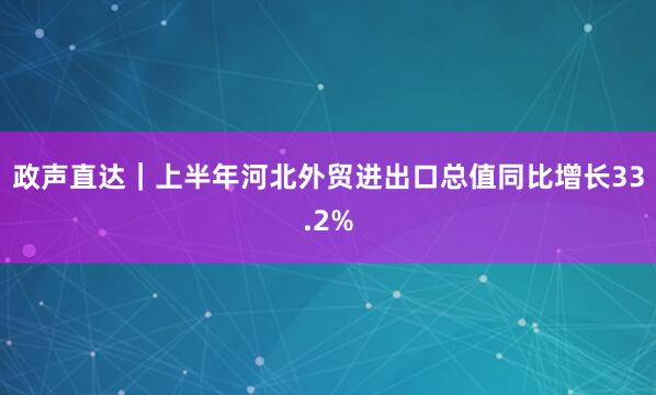政声直达|上半年河北外贸进出口总值同比增长33.2%