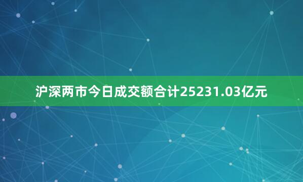沪深两市今日成交额合计25231.03亿元