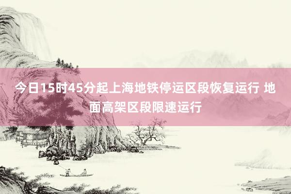 今日15时45分起上海地铁停运区段恢复运行 地面高架区段限速运行