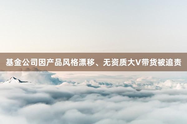 基金公司因产品风格漂移、无资质大V带货被追责