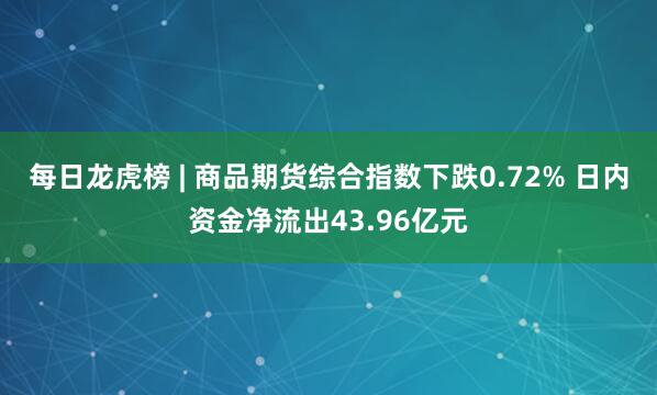 每日龙虎榜 | 商品期货综合指数下跌0.72% 日内资金净流出43.96亿元