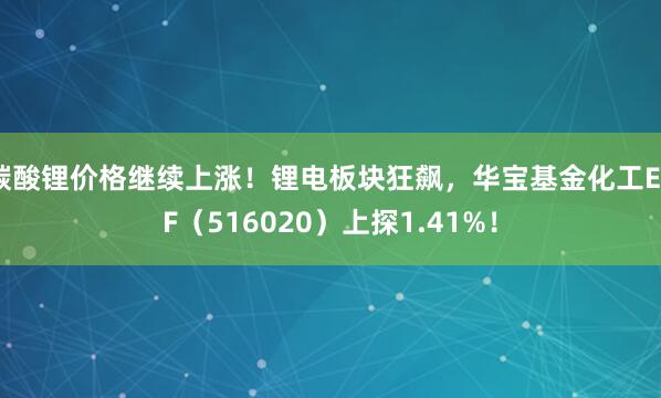 碳酸锂价格继续上涨！锂电板块狂飙，华宝基金化工ETF（516020）上探1.41%！