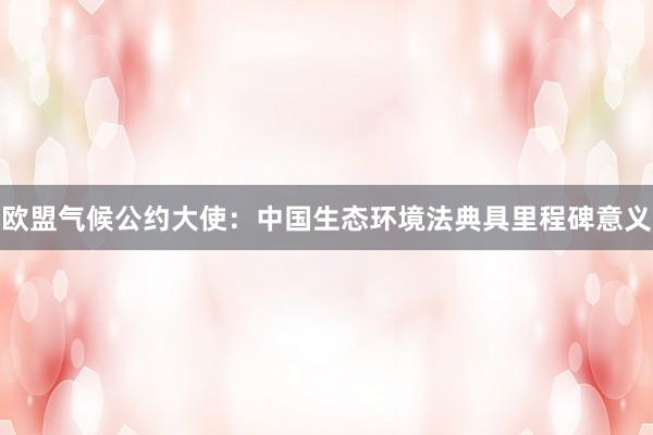 欧盟气候公约大使：中国生态环境法典具里程碑意义