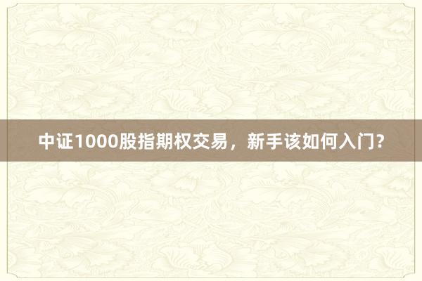 中证1000股指期权交易，新手该如何入门？