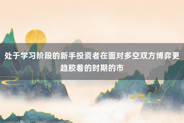 处于学习阶段的新手投资者在面对多空双方博弈更趋胶着的时期的市