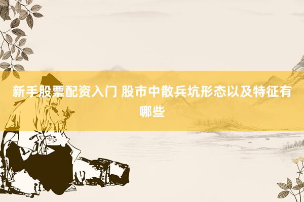 新手股票配资入门 股市中散兵坑形态以及特征有哪些