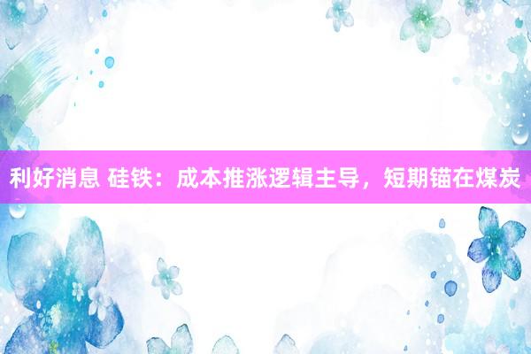利好消息 硅铁：成本推涨逻辑主导，短期锚在煤炭