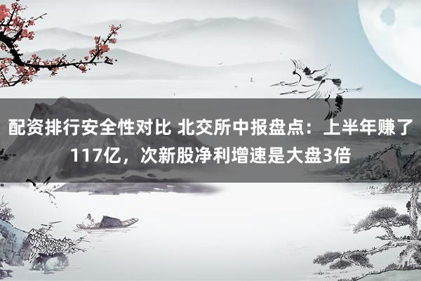 配资排行安全性对比 北交所中报盘点：上半年赚了117亿，次新股净利增速是大盘3倍