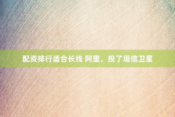 配资排行适合长线 阿里，投了垣信卫星