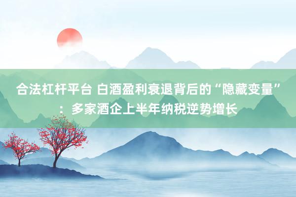 合法杠杆平台 白酒盈利衰退背后的“隐藏变量”：多家酒企上半年纳税逆势增长