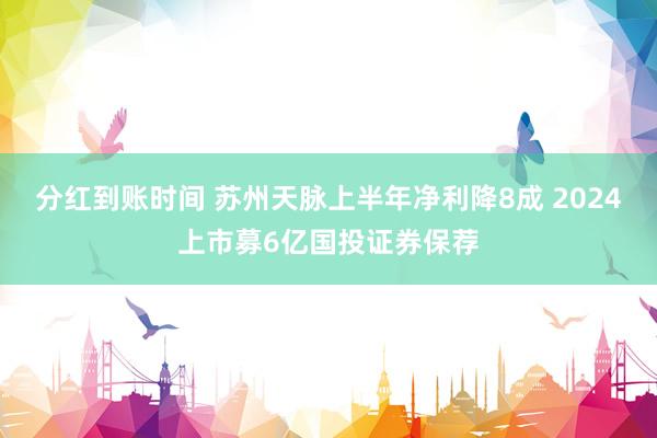分红到账时间 苏州天脉上半年净利降8成 2024上市募6亿国投证券保荐